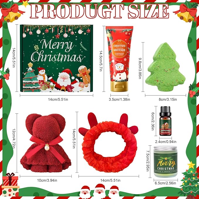 JAOJAO Bath and Body Set, Gifts for Women Include Scented Candle, Body Lotion, Bath Bomb, Towel Bear, Deer Antler Headband, Aromatherapy Oil, Provide a Relaxing Bath for Mom, Girlfriend, Friends