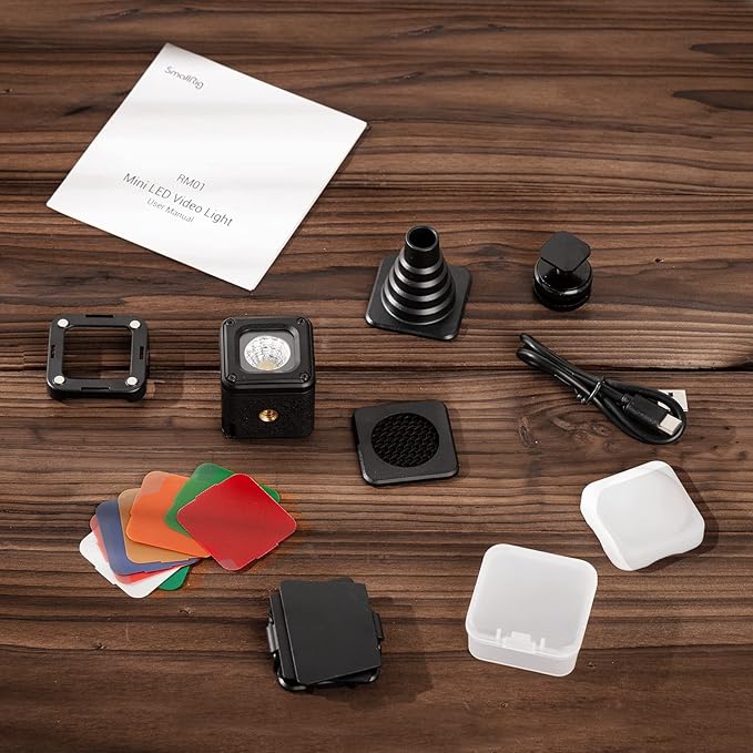 SmallRig RM01 Mini LED Video Light Waterproof Portable Lighting Kit with 8 Color Filters, Barndoor, Diffuser, Dimmable Fill Light 5600K CRI95, Lume Cube Camera Light for Macro Photography, Stop Motion