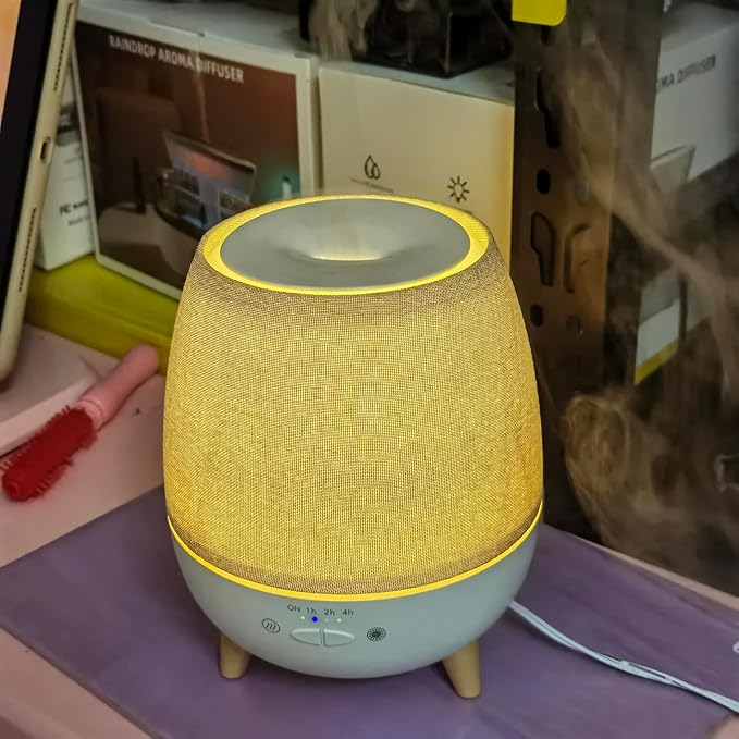 Essential Oil Diffuser with Fabric Cover, with Remote Control, 300ML Ultrasonic Cool Mist Humidifier & Aromatherapy Diffuser for Home,23dB Quiet Soft Night Light,Timer for Bedroom, Room, Office, Yoga