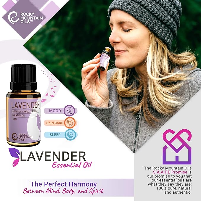 Rocky Mountain Oils Organic Lavender Essential Oil - Aromatherapy Essential Oils for Diffuser, Topical, and Home - 15ml