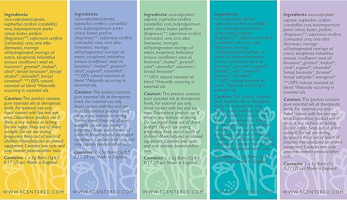 Scentered Aromatherapy Balm Stick Gift Set with Travel Pouch - Sleep, Focus, Stress-Relief, Mood Boost & Calm - Premium Essential Oil Blends: Lavender, Chamomile, Rosemary, Cedarwood, Ylang Ylang
