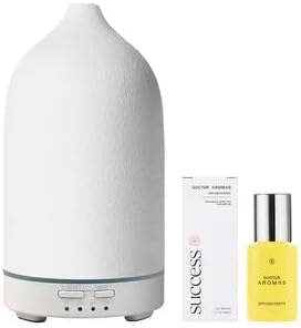 Doctor Aromas Ultrasonic Aromatherapy Essential Oil Lava Stone Diffuser & 1 Scent (1 OZ) 30Ml - Super Quiet, Waterless Auto-Off Function for Fresh Air in Home Office Room (Success)