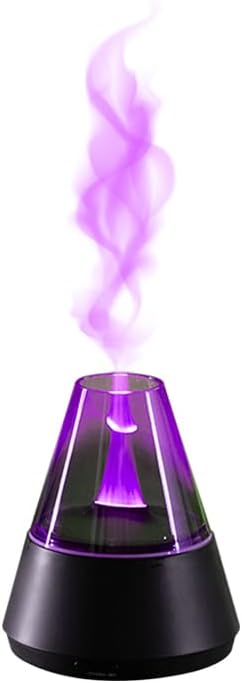 Flame humidifier,Flame Aroma Diffuser, 120ml Flame Humidifier, Essential Oil Aromatherapy Diffuser with 7-Color Changing LED Lights, Waterless Auto Shut-Off, Ideal for Home, Office, Bedroom (Black)