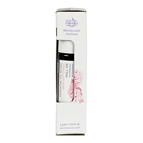 Aura Cacia Rose Roll-On Essential Oil Blend - Pure Rosa Damascena in Apricot Carrier Oil and Vitamin E - Natural Perfume, On-The-Go Aromatherapy | 0.31 Fl Oz (Pack of 1)