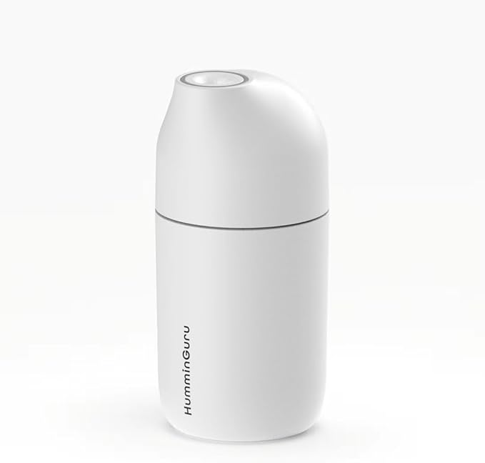 HumminGuru Ultrasonic Essential Oil Diffuser & Humidifier - 90ml USB-C Aromatherapy Device for Car, Home, Office with 3 Essential Oils (Lavender, Peppermint, Cedar) - 20-Min Auto Shutoff, White
