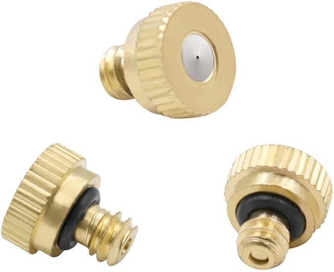 Beduan Brass Misting Nozzles Low Pressure Atomizing Misting Sprayer for Outdoor Cooling System 0.012" Orifice (0.3 mm) 10/24 UNC Garden (Pack of 20)