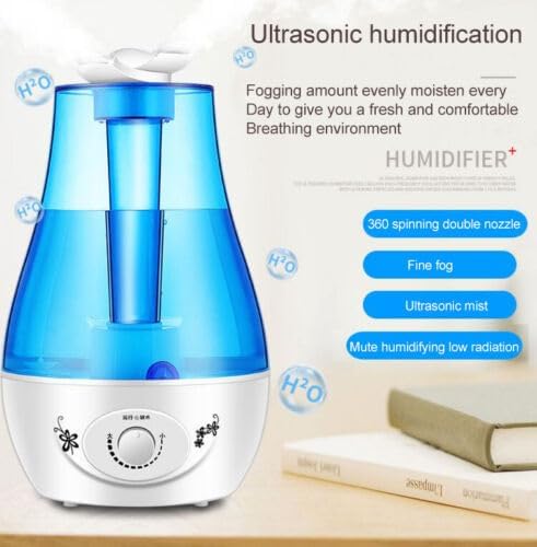 Cool Mist Ultrasonic Air Humidifier Adjustable Diffuser for Bedroom (Blue)