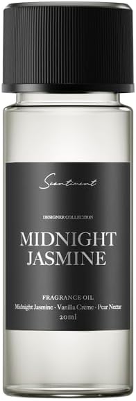 Scentiment Diffuser Oil – Midnight Jasmine | Jasmine, Vanilla Crème & Pear Nectar | Soft, Sweet & Floral Evening Fragrance Oil for Cold Air Diffusers – 0.68 fl oz (20 mL)