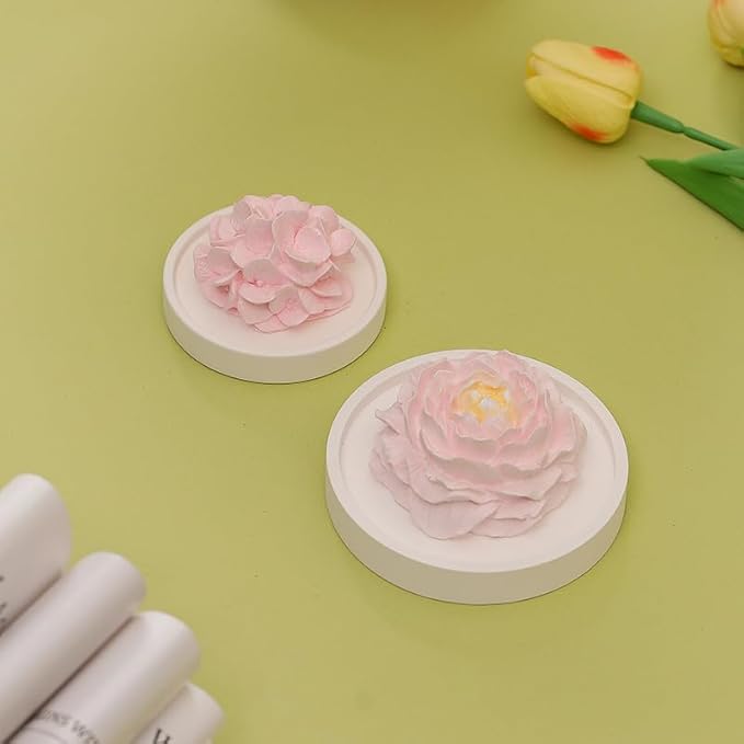 Essential Oil Passive Flower Diffuser -Non-Electric Peony Flower Porcelain Aromatherapy Diffusers for Small Mini Room, Desk Decorative, Bathroom (Pink, Hydrangea)
