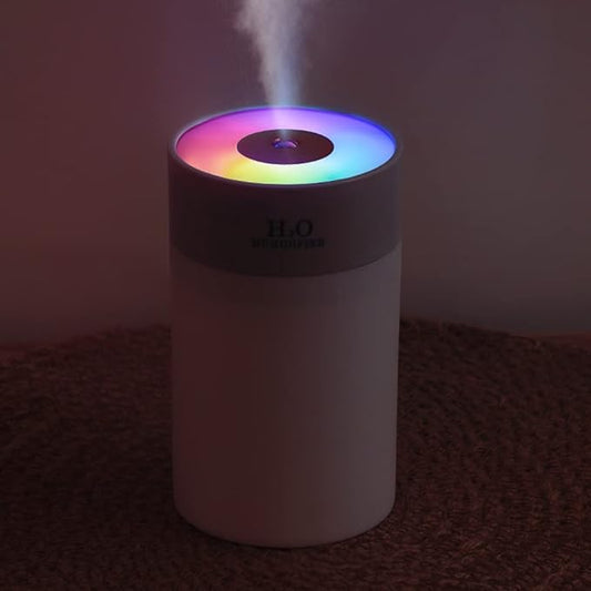 Colorful 260ml Humidifier,USB Power Supply,With 7 Color LED, Air Humidifier,Mini Air Humidifier,Can add essential oil,Suitable for Study Room, Bedroom, Baby Room, Office, Car (White)