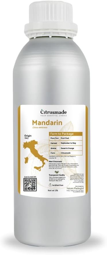 Pure Mandarin Essential Oils - Essential Oils for Diffusers Aromatherapy & Humidifiers (2LB)- Promotes Rest & Wellness | Natural Cold-Pressed
