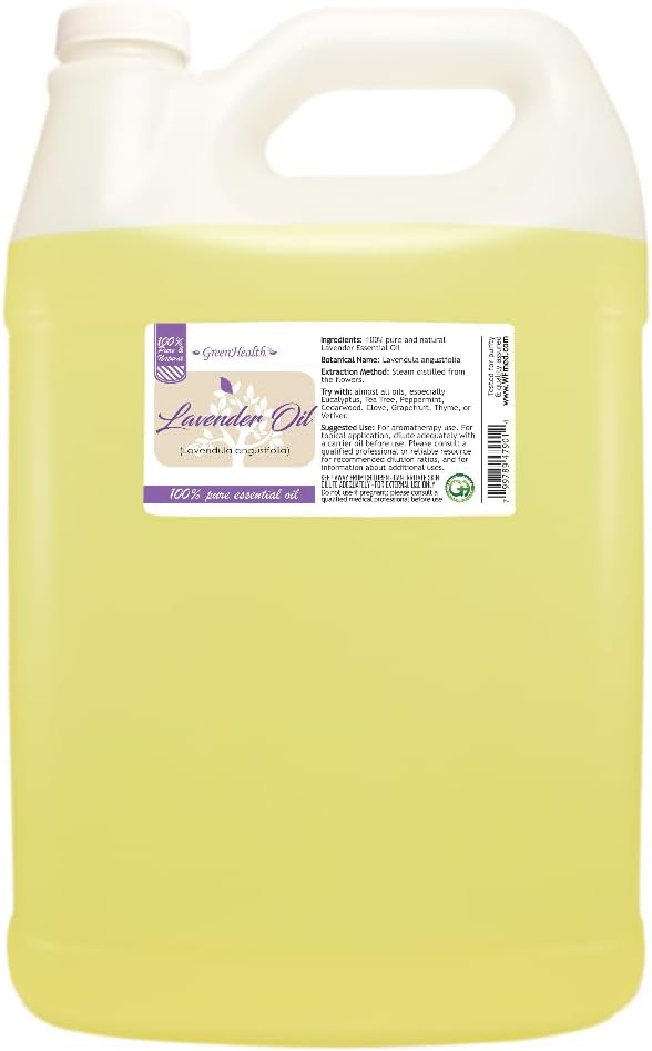 Lavender (Bulgarian) Essential Oil - 128 fl oz (1 Gallon) Plastic Bottle w/Cap - 100% Pure Essential Oil by GreenHealth