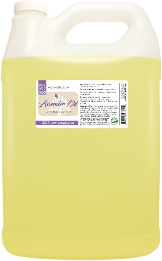 Lavender (Bulgarian) Essential Oil - 128 fl oz (1 Gallon) Plastic Bottle w/Cap - 100% Pure Essential Oil by GreenHealth