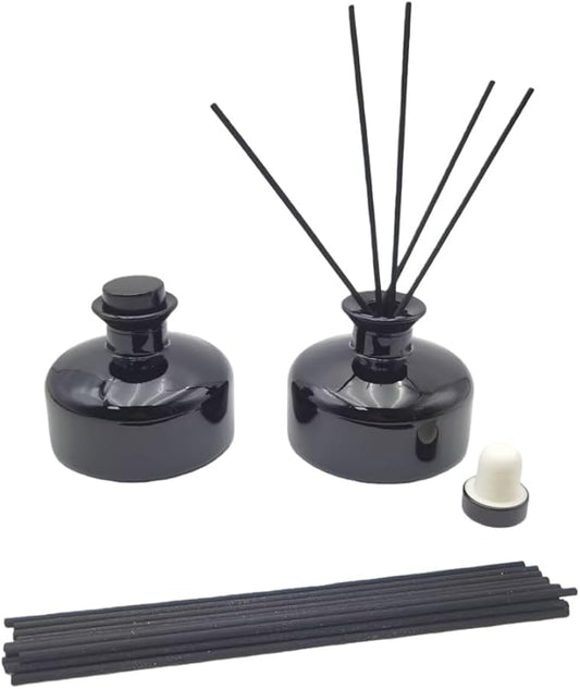 2 Pcs 200ml Empty Reed Diffuser Bottle and 20 pcs Black Reed Diffuser Sticks Refill Set for Bathroom Hotel Home Decoration(Black, 200ml)