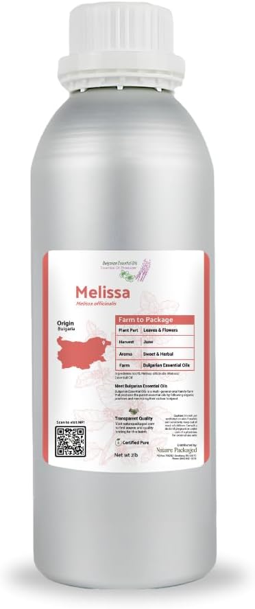 Melissa Essential Oil - Direct from Bulgarian Essential Oils in Bulgaria - Pure Essential Oil for Diffusers and Aromatherapy | 100% Pure Therapeutic Grade (2LBS)