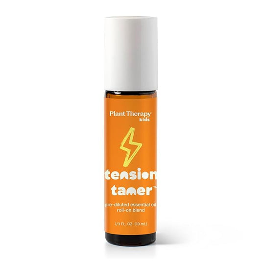 Plant Therapy Kids Tension Tamer Essential Oil Blend Pre-Diluted Roll-On 10 mL (1/3 oz) 100% Pure, Tension Headache Relief for Head and Neck
