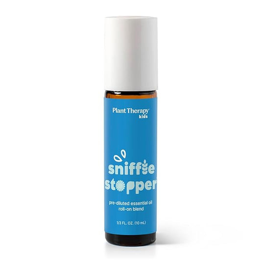 Plant Therapy Kids Sniffle Stopper Essential Oil Blend Pre-Diluted Roll-On 10 mL (1/3 oz) Respiratory Support Blend 100% Pure, Natural Aromatherapy, Therapeutic Grade