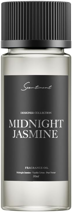 Scentiment Diffuser Oil – Midnight Jasmine | Jasmine, Vanilla Crème & Pear Nectar | Soft, Sweet & Floral Evening Fragrance Oil for Cold Air Diffusers – 1.69 fl oz (50 mL)