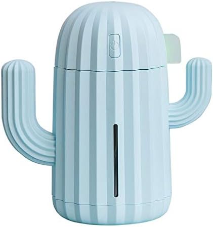 Mini Humidifier Single Room Humidifiers with Night Light Portable Cactus Air humidifier for for Yoga, Office, spa, Bedroom，Baby Room，Silica Gel Diffuser for tap Water only (Blue)