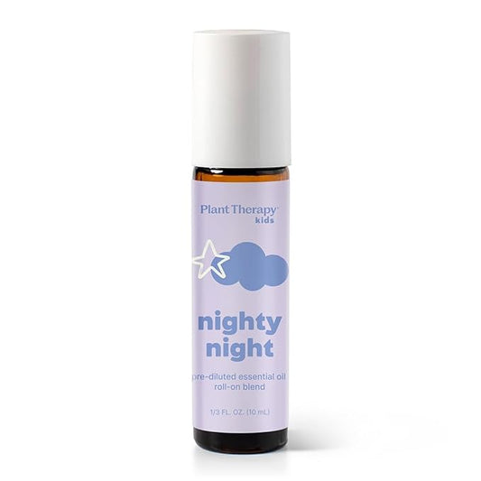 Plant Therapy Kids Nighty Night Essential Oil Blend for Sleep, 10 mL (1/3 oz), Pre-Diluted Roll-On for Convenience, Support a Restful Night's Sleep