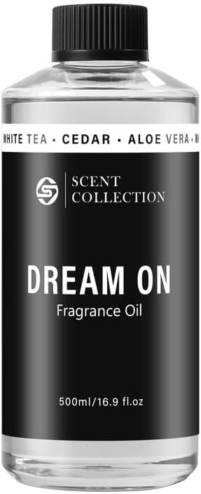 Luxury Hotel Scent Dream On 500ml Diffuser Oil Waterless Essential Aromatherapy for Cold Air & Car Diffusers – Long Lasting Refill for Large Room & Home - Signature White Tea (500ml/16.9Fl oz)