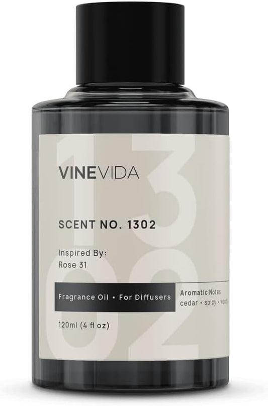 VINEVIDA [4 Fl Oz] Scent NO. 1302 Fragrance Oil for Cold Air Diffusers, Aromatic Notes of Cedarwood Spicy Woody, Essential Oils for Diffuser Oil Refill & Air Freshener Room Spray