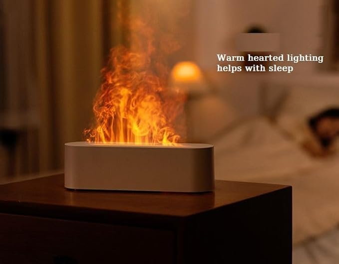 Colorful Flame Fire Diffuser Humidifier, 7 Colors Changing Oil Humidifier, Ultra-Quiet Aroma Essential Oils Aromatherapy Diffusers for Living Room, Bedroom, Office(Timeable, Waterless Auto off-150ml)