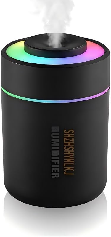 Mini Humidifier - 7-Color LED Night Light, 2-in-1 Aroma Diffuser & Humidifier, USB Portable, 4H/8H Timer, Safe Auto Shut-Off, Ideal for Home Office Car Gift (black, 2.8 * 2.8 * 4.1)