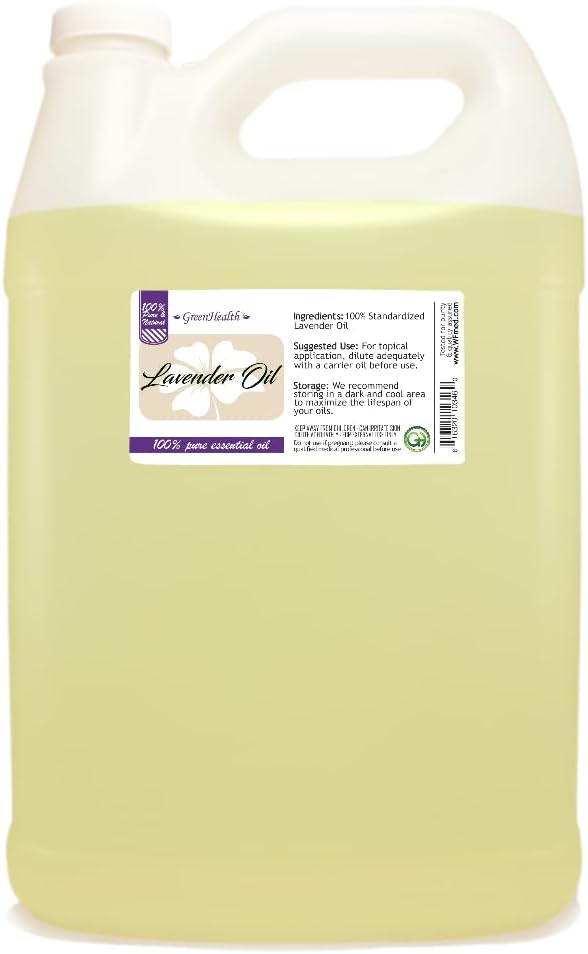 GreenHealth Lavender Essential Oil – 1 Gallon (128 fl oz) – Bulk Essential Oil in Fluorinated F-Style Jug – for Candle Making, Aromatherapy, Diffusers, Soap & Cleaning