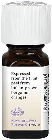 AURA CACIA Organic Bergamot Essential Oil, 0.25 FZ