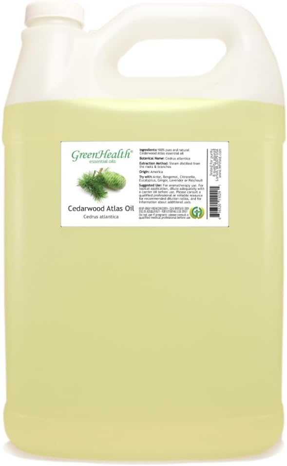 Cedarwood Atlas Essential Oil - 128 fl oz (1 Gallon) Plastic Bottle w/Cap - 100% Pure Essential Oil by GreenHealth
