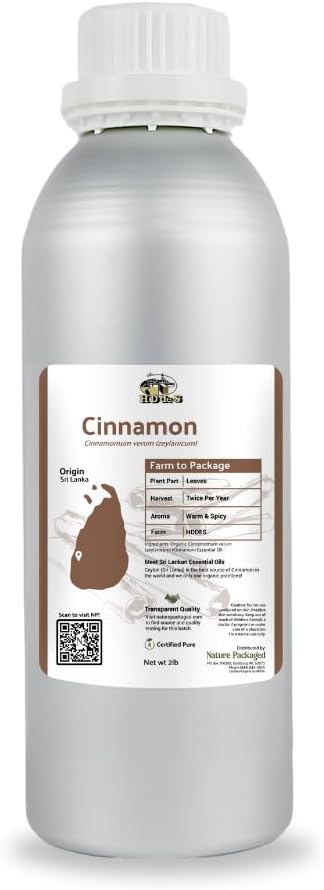 Cinnamon Essential Oil - Direct from Sri Lankan Essential Oils - 100% Pure - Natural Aceite de Canela for Aromatherapy & Wellness - Premium Grade (2lbs)