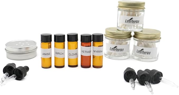 Leerburg UKC Nosework Kit – Civilian Scent Work Dog Training Set with Earth Magnet Boxes, Includes Anise, Birch, Clove, Myrrh & Vetiver Essential Oils