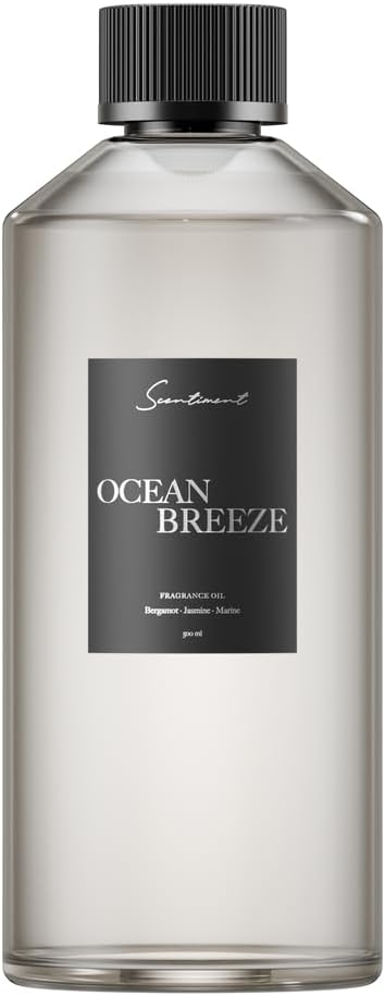 Scentiment Ocean Breeze Diffuser Oil – Bergamot, Lemon, Jasmine with Marine & Amber Scent for Diffusers, Fragrance Oil – 16.91 fl oz (500 mL)
