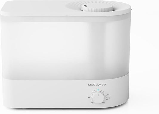 MEGAWISE 2025 Large Capacity Humidifier, 6L Top Fill Design, 50H Runtime, Ultra Quiet Large Capacity Cool Mist for Bedroom, Baby Nursery, Plants, Indoor, Easy to Clean & Fill (White)