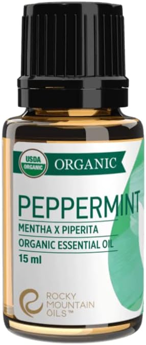 Rocky Mountain Oils Organic Peppermint Essential Oil 15ml – 100% Pure, USDA Organic, for Aromatherapy & Topical Use