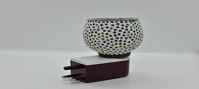 Electric Ceramic Multicolor Camphor Diffuser Incense Burner Holder Kapoor Dani with Night Lamp for Home by The Great Indian Store