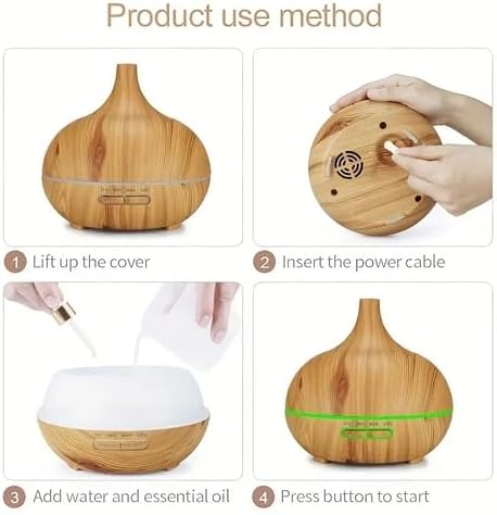 Essential Oil Scent Diffuser, 500ML Aroma Diffuser W/Remote Control, Large Fragrance Aromatherapy Diffuser, Mist Humidifier With LED Lights & Auto-Off for Bedroom & Home, W/6 Bottles of Essential Oils