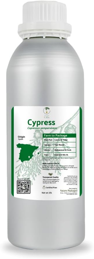 Cypress Essential Oil - Direct from Essential Oils SL in Mediterranean Spain - Aceite de Ciprés for Diffuser, 100% Pure Therapeutic Grade - Aromatheraphy, Skincare (2lbs)