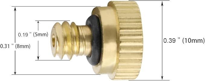 Beduan Brass Misting Nozzles Low Pressure Atomizing Misting Sprayer for Outdoor Cooling System 0.012" Orifice (0.3 mm) 10/24 UNC Garden (Pack of 20)