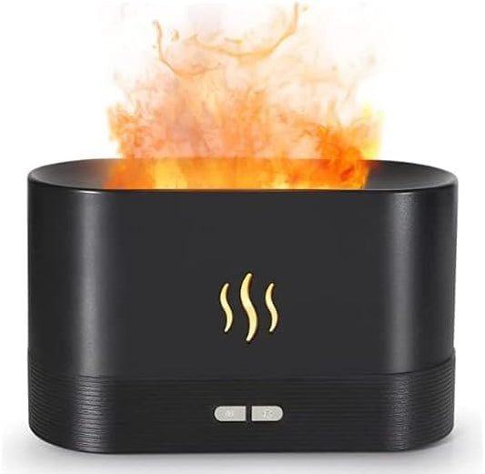 Flame Air Diffuser,Humidifier,Portable-Noiseless Aroma Diffuser for Home,Office or Yoga Essential Oil Diffuser with No-Water Auto-Off Protection(Black)