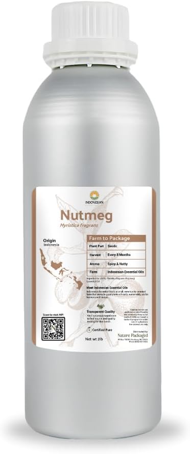 Nutmeg Essential Oil - Direct from Central Java, Indonesia - Pure Essential Oils for Diffusers, Muscle Relief and Aromatherapy | Premium Therapeutic Grade (2lbs)