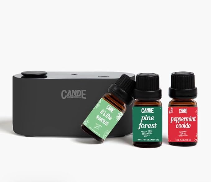 CE CRAFT Waterless Travel Diffuser Gift Set - Rechargeable Diffuser for Aromatherapy - Includes 3 Fragrance Oils - Fragrance Dispenser for Office and Home - Christmas, Black