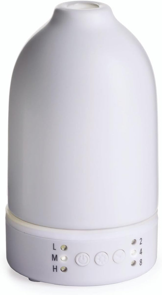 Airome Nebulizer Essential Oil Diffuser|Waterless and No Heat Aromatherapy Diffuser, White LED Light, Intermittent & Continual Mist, Timer and Auto Shut-Off, Snow