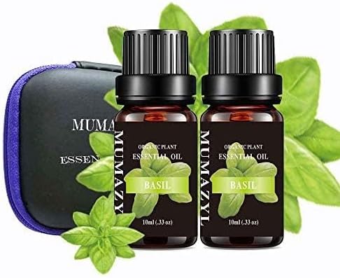 Basil Essential Oil, Basil Oil for for Diffuser Cleaning Home Bedroom Soap Candles 2 Pack 10ml MUMAZYL Essential Oils