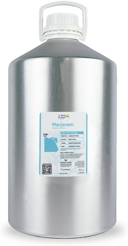 Marjoram Essential Oil - Direct from Al Sheikh for Export Egypt - Steam Distilled - Aceite de Mejorana for Aromatherapy, Massage, Diffuser, DIY Candle and Soap Making - 22lbs