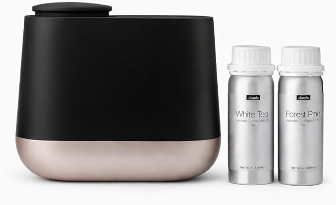 Low Noise Waterless Aroma Diffuser (200ml) – Quiet & Relaxing for Sleep, Yoga, Office (Black – with 2 Oils)