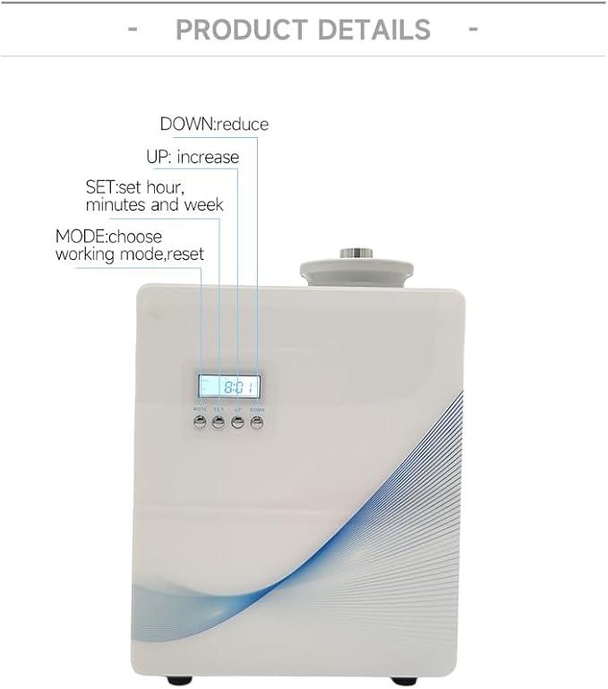 Bluetooth Enabled Wall Mounted Phone Controlled Hotel Collection Diffuser Machine Fragrance Oil Evaporator Cold air Diffuser with 500ml Capacity HVAC/AC System for 1000-4000sq .ft Coverage (White)