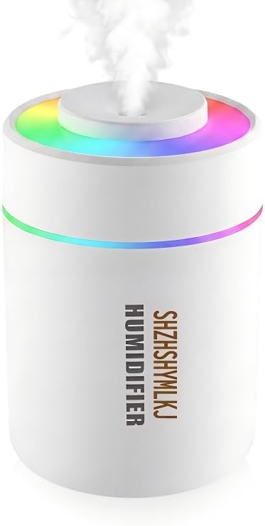 Mini Humidifier - 7-Color LED Night Light, 2-in-1 Aroma Diffuser & Humidifier, USB Portable, 4H/8H Timer, Safe Auto Shut-Off, Ideal for Home Office Car Gift (white, 2.8 * 2.8 * 4.1)