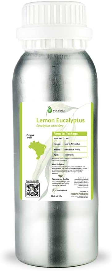 Lemon Eucalyptus Oil by Eucaliptus from Brazil - Pure Lemon Eucalyptus - 100% Pure Steam Distilled Natural Aceite de Eucalipto Limón - Aromatherapy - Premium Therapeutic Grade (2lbs)